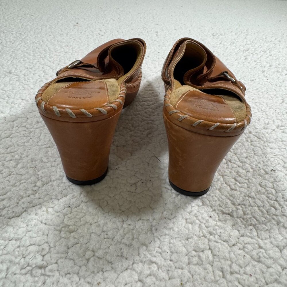 FRYE Charlotte Size 8.5 Ring Mule Leather Clogs Brazil Slip On Western Stitching - Picture 5 of 11